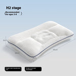 Children's pillow with dimensions and features on a light blue background