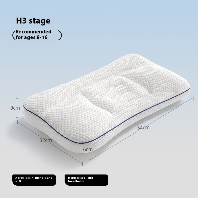 White pillow with measurements on a light blue background