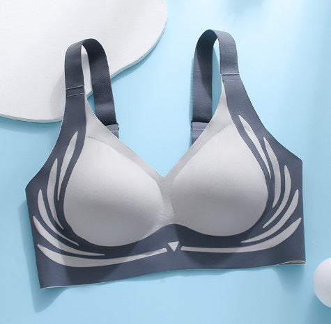 Gray bra on a light blue background