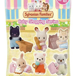 Sylvanian Families baby shopping series packaging with figures and accessories.