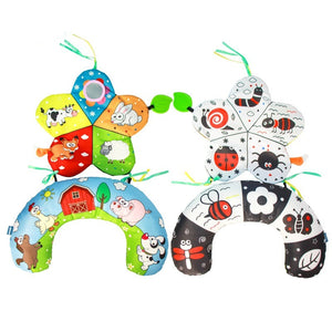 Children's educational toy with animal and nature-themed cards on a white background