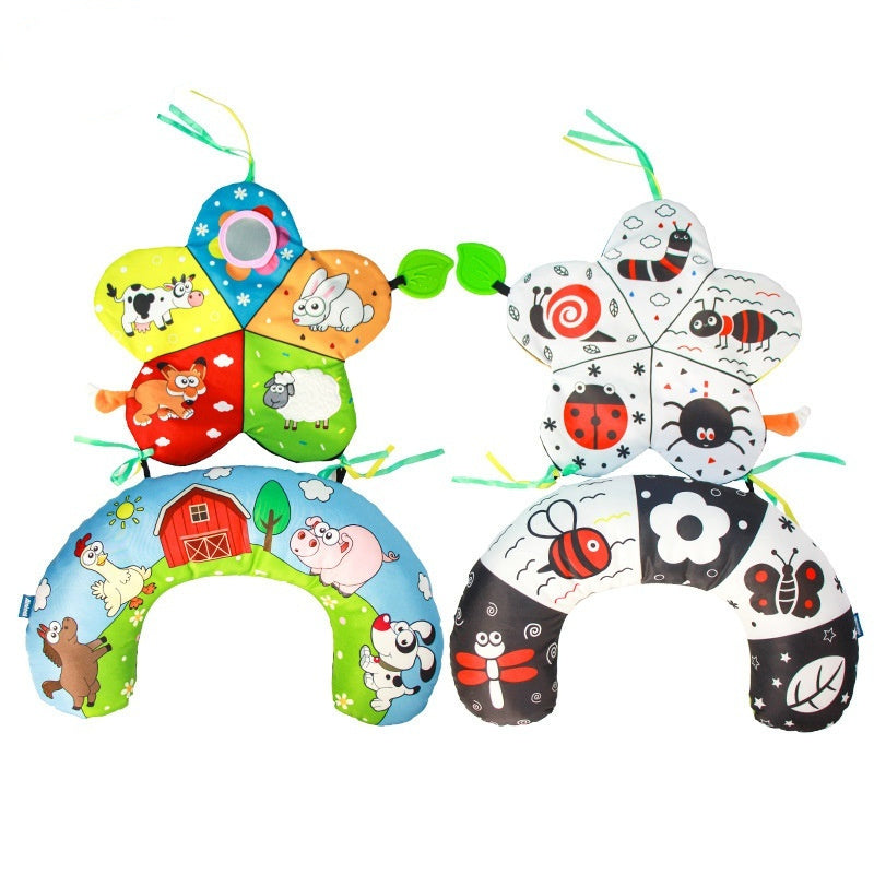 Children's educational toy with colorful cards and animal illustrations on a white background