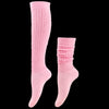 Pink knee-high and ankle socks on a white background